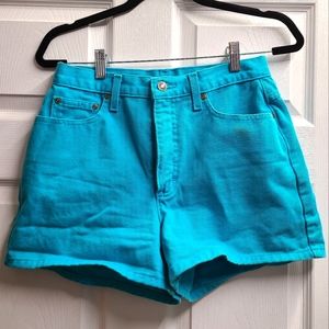 Vintage 90s Jeanology Aqua Blue High Waisted Mom Shorts